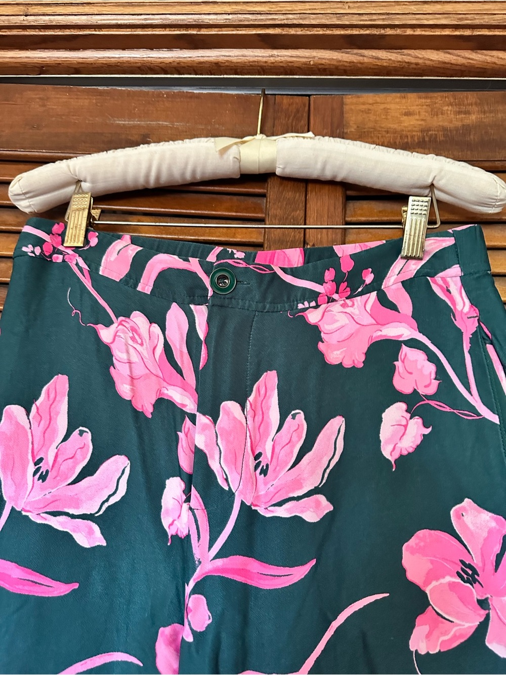 Anthropologie Breezy Tropical Print Green and Pink Wide-Leg Pants size 6 - Picture 5 of 11